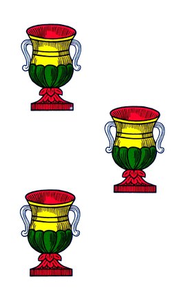 Tre di coppe, the three of cups, worth 10