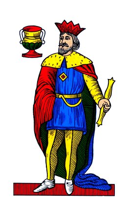 Re di coppe, the king of cups, worth 4